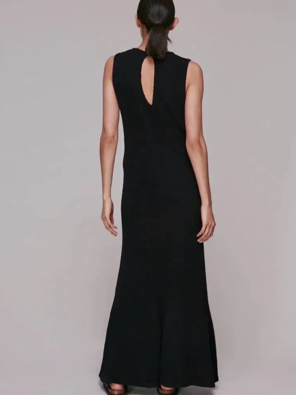 Whistles knit flare Black cotton Sleeveless Fitted Maxi Dress - Picture 2 of 7